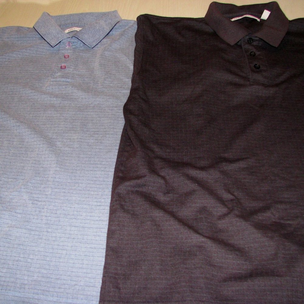 2 Men's Short Sleeve Polo Shirts Knightsbridge Medium Light Blue & Black